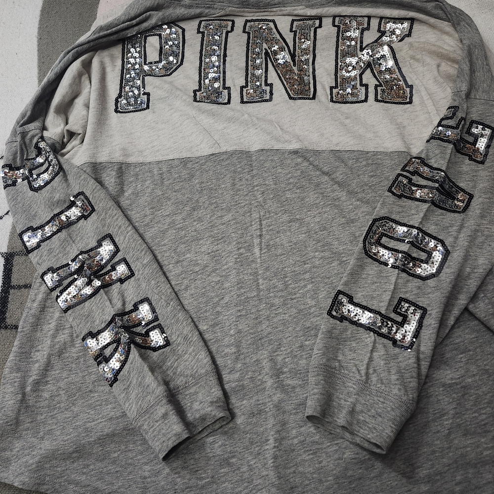 PINK Victoria's Secret Gray Sequin Hoodie